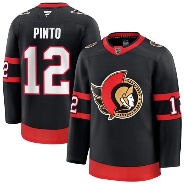 Mens Ottawa Senators #12 Shane Pinto Stitched Fanatics Home Black Player Jersey Mens Ottawa Senators #12 Shane Pinto Stitched Fanatics Home Black Player Jersey